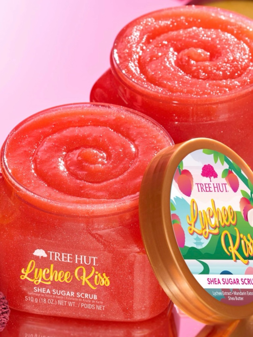 Final Price Drop New Tree Hut Lychee Kiss Shea Butter Sugar Body Scrub, 18 oz